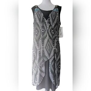 Joseph Ribkoff SZ 20 Sleeveless 2 Piece Op Art Summer Midi Dress NWT
